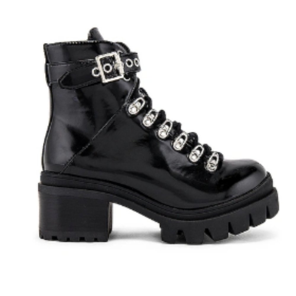 Jeffrey Campbell Czech Lug Sole Ankle Tie Boot in Black